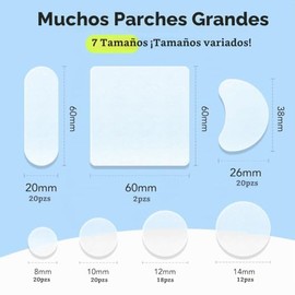 LitBear Parches Grandes De Espinillas (7 Tamaños 112 Parches), Parches Grandes Para Acné, Vendajes Hidrocoloides Xl Para Cara Completa, Frente, Mentón
