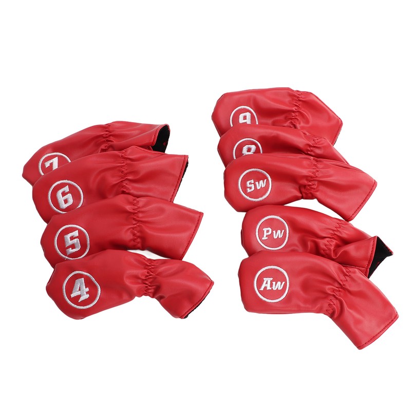 9Pcs Golf Iron Head Covers PU Waterproof Golf Club Headcovers