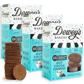 Dewey's Bakery Hot Cocoa Moravian Style Cookie Thins, Bakery Fresh with Real Simple Ingredients, Low Calorie Snack, No Artificial Flavors, Synthetic Colors or Preservatives, Seasonal, 9oz (Pack of 3)