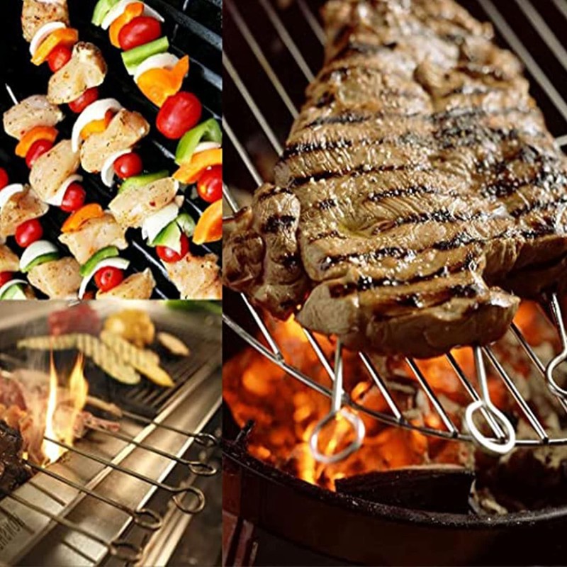 30 Pieces Stainless Steel Roulade Needles, 20 cm Barbecue Skewers,