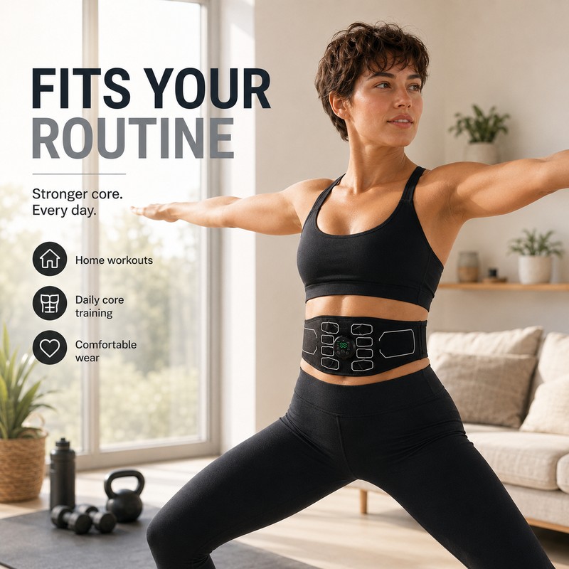 EMS Abdominal Toning Belt for Home Fitness – Portable Muscle