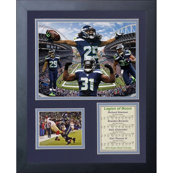 Seattle Seahawks 2014 NFL Super Bowl XLVIII Champs Collectible | Framed Photo Collage Wall Art Decor - 12"x15" | Legends Never Die