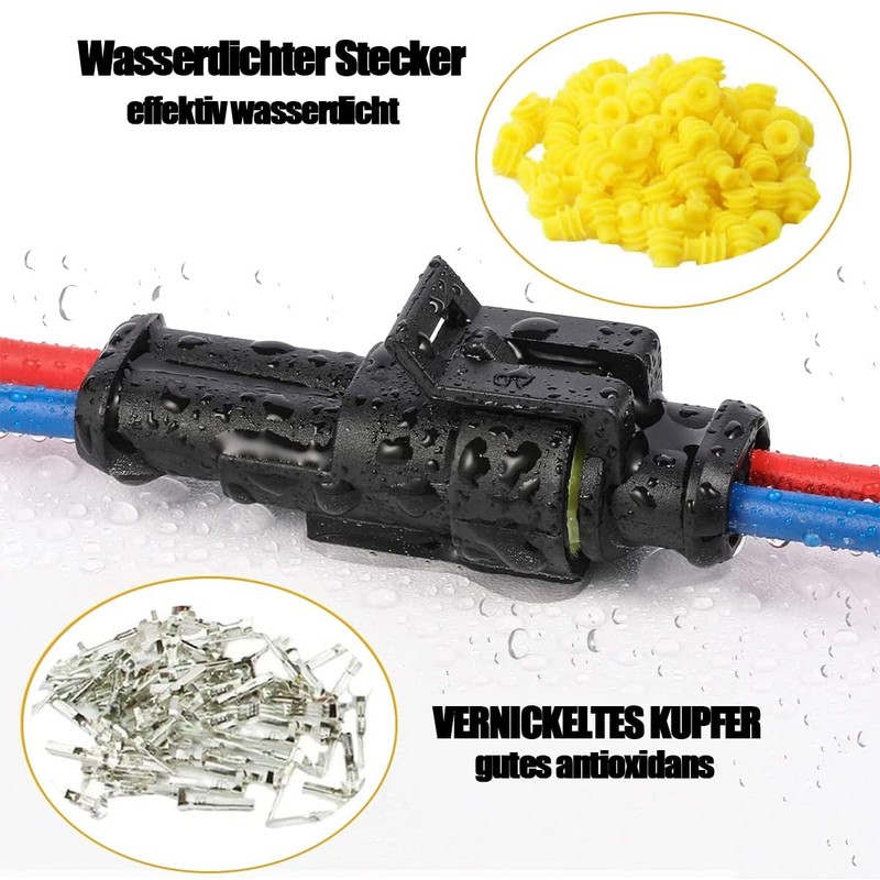 Huamirra Cable Connector, 10 Pieces, 2 Pin Waterproof Quick Connector,