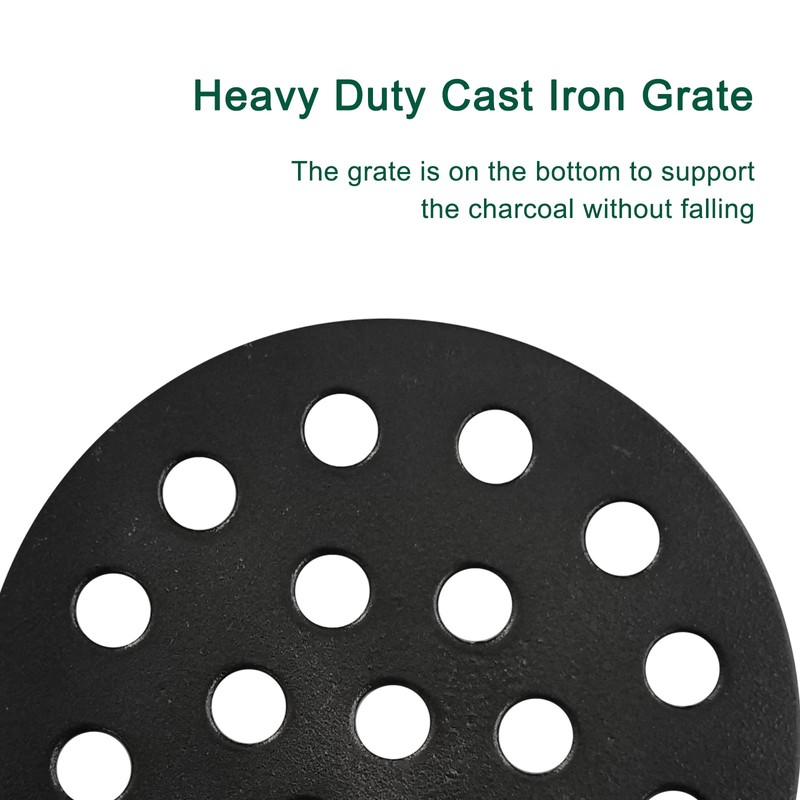 Quantfire 6.5" Cast Iron Bottom Fire Grate, BBQ High Heat