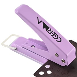 Single Hole Puncher,1/4" Hole Punch,50% Labor Savings, Heavy Duty Hole Puncher, Paper Punch, 15 Sheet Capacity, Metal Hole Puncher for ID Card, Chipboard, Art Project,Purple