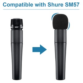 Windscreen for SM57, 6Pack Microphone Pop Filter Compatible with Shure SM57, Mic Foam Replacement Cover for Shure SM57, for Noise Reduction By ChromLives, Black
