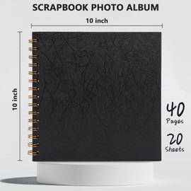 Hiwhy Scrapbook Album 10" x 10" Memory Book Hardcover Kraft Paper Photo Album Scrapbook Supplies for Travel, Family, Wedding, Anniversary, Sparkling Black