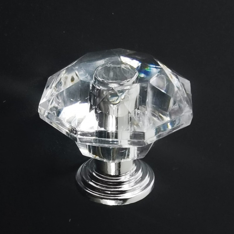 NSBELL 26PCS Clear Crystal Drawer Knobs, 24mm Diamond-Shaped Acrylic Cabinet