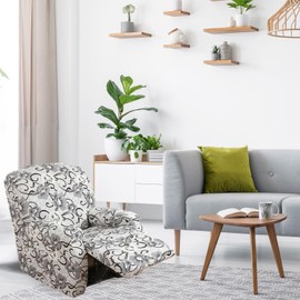 FUANGUI Recliner Chair Cover 4-Pieces Lazyboy Cover for Recliner Chair with Storage Pockets Furniture Protector for Living Room, Jacquard Sofa Slipcover for Kids, Pets, Dog and Cat, 11