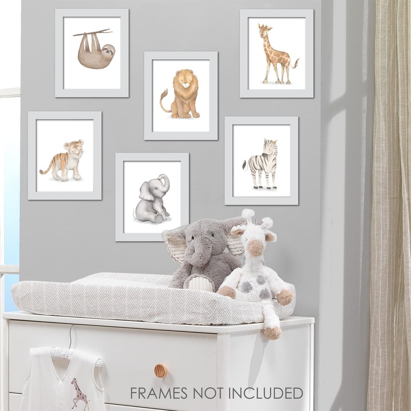 Lambs & Ivy Watercolor Safari Jungle Animals Unframed Nursery/Child Wall