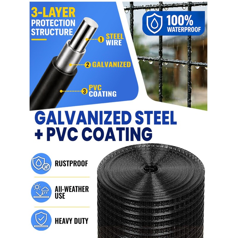 1/2 inch 24inch×100ft 19 Gauge Black Hardware Cloth Chicken Wire
