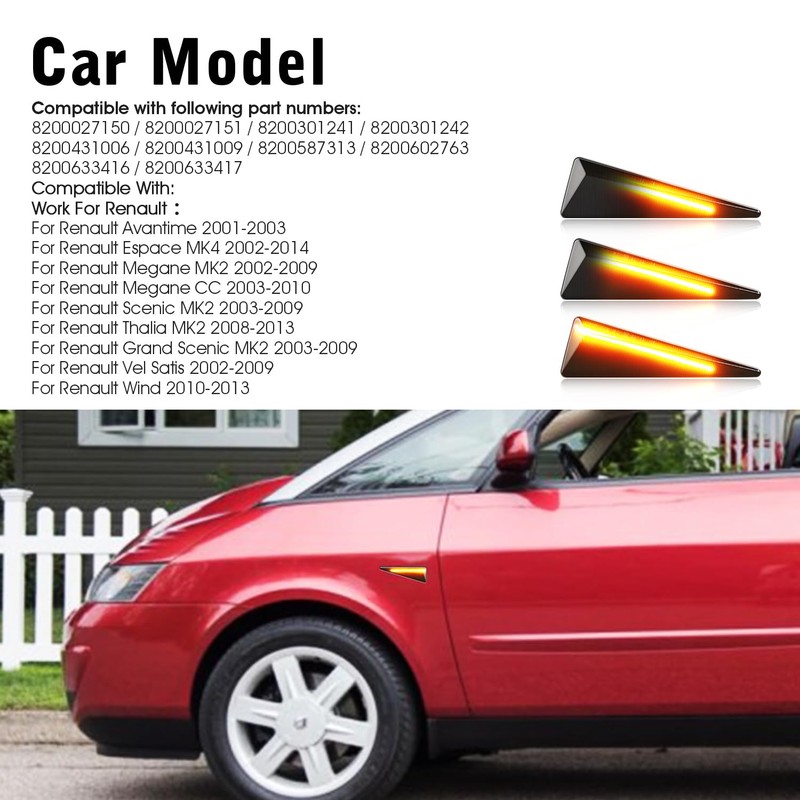 WinPower Side Indicator Lights Side Marker Lights Compatible with Renault