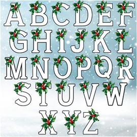 Christmas Initial Ornament for Christmas Tree Decorations - 12x10cm - Xmas Wooden Hanging Baubles - Xma Family Tree Gifts C2 (Initial #L)