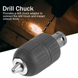 Nikou Keyless Drill Chuck, 2-13 mm Drill Chuck 1/2-20UNF Keyless Drill Chuck with 1/2 Inch Chuck Adapter, Drill Adapter Tool for Impact Driver Conversion