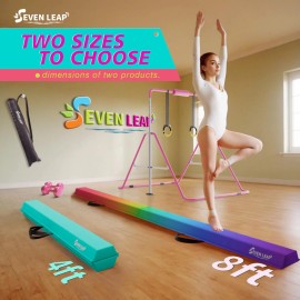 Seven Leap 6ft/8ft Folding Balance Beam, Foldable Gymnastics Balance Beam Foam for Kids ...