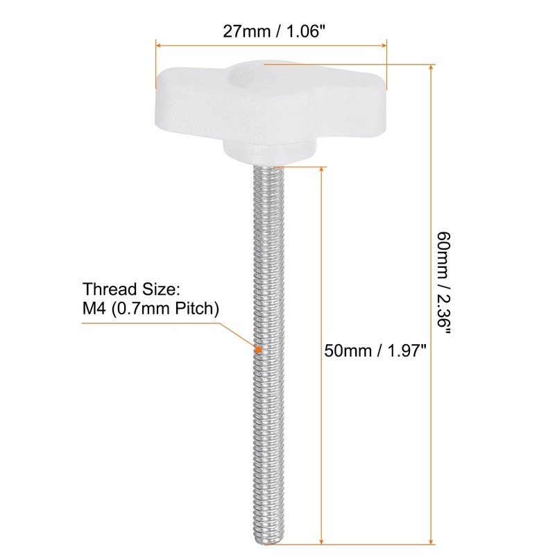 HARFINGTON 20pcs Tee Wing Knobs Thumb Screws M4 x 50mm