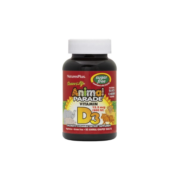 Nature's Plus Animal Parade Vitamin D3 500iu (Sugar Free Black Cherry) - 90 Chew Tabs