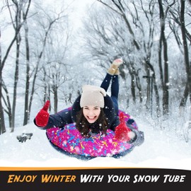 Rigma Snow Tube - Heavy Duty Snow Sleds | Hard Plastic Bottom, High Speed Tubes, Inflatable Snow Sled for Adults & Kids| Pink