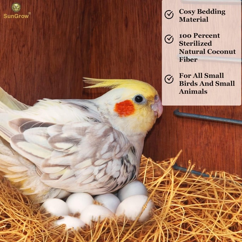 SunGrow Finch Coconut Fiber, Loose Bedding Substrate for Birds Nest