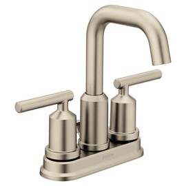 Moen Gibson Brushed Nickel Two-Handle Centerset High Arc Modern Bathroom Faucet with Drain Assembly, 6150BN