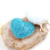 Tobestu Sparkly Rhinestone Heart Keychain Car Keyrings Pompom Ball Charms