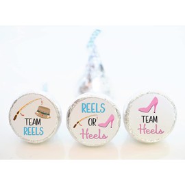 Reels or Heels Gender Reveal Theme Hershey Kiss stickers, 108 stickers, You receive mix of all 3 designs, Perfect for party favors, ROH001, STICKERS ONLY :)
