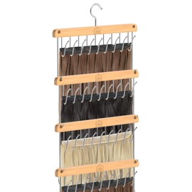 iCASA 4-Pack Hair Extension Holder - Stackable Hair Extensions Hanger without Tangling, Wig Hangers Organizer for Multiple Wigs with Rotable Hooks, Hairpieces Weave Rack for Styling Washing Drying