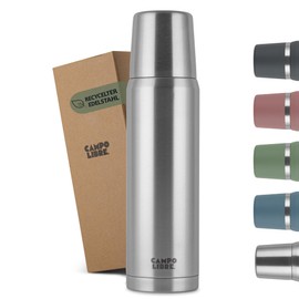 Campo Libre. Jaco® Thermos Flask 1 L, 750 ml, 500 ml I Thermos with Cup I Our Thermos Flask Hot for at least 24 Hours I Insulated Jug with Double Wall Insulation is 100% Leak-proof and Recycled