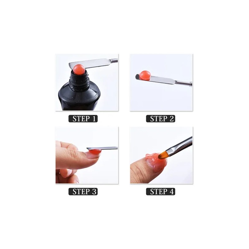 4 Pinceles Para Uñas Polygel/acrigel Doble Con Espátula