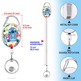 GTOTd Cute Blue Monster Retractable Badge Reel Lanyard (2 Pack) with ID Badge Holder, Cartoon Merch Gifts Party Supplies Badge Clip for Card Key Wallet Teens Student Office Teacher