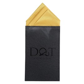 DQT Mens Plain Satin Pre-Folded One Peak Pocket Square Handkerchief - Gold