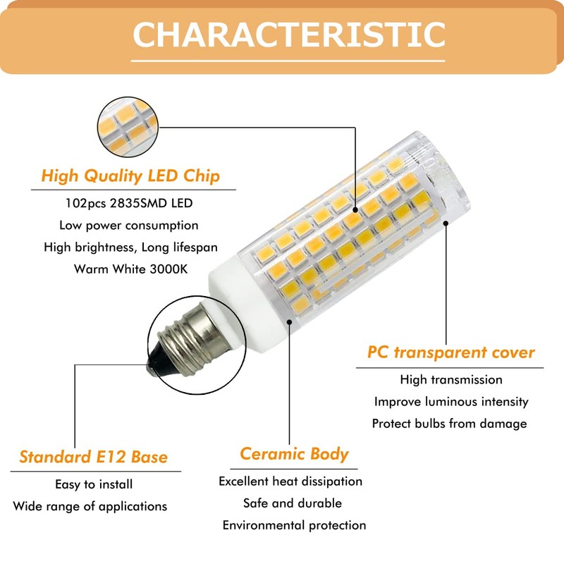 HXWY E12 LED Bulb 7W Equivalent to 75W Halogen, Dimmable