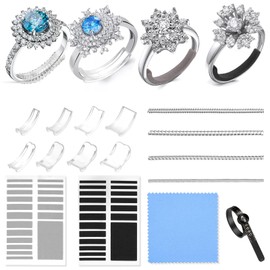 Anpro Ajustador de tamaño de anillo para anillos sueltos, paquete de 52 ajustadores de tamaño de anillo, 3 tamaños para diferentes anchos de banda, 4 tamaños, mandril para hacer protector de joyas, espaciador con paño de pulido, tamaño de anillos de Esta