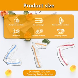 Pack of 300 Food Storage Bags with Elastic Sealing Bags, Food Cover, Elastic Dust Cover for Kitchen, Food, Vegetables, Fresh Protection, BBQ Bowls