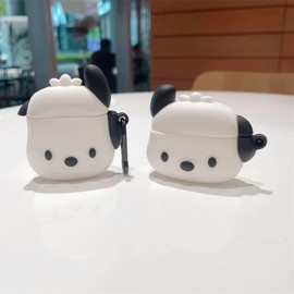 TOU-BEGUIN Cute White Dog Design Case Compatible with Airpods Pro, Soft Silicone Wireless Earphone Shockproof Skin, Kids Boys Girls Creative Protector