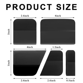 KVAEY 5 in 1 PPF Squeegee Kit, Anti-Scratch Flexible Soft Matte TPU Coating Scraper Kit, Small Tint Squeegee Water Blade Scraper for Paint Protection Film Household Cleaning (Black)