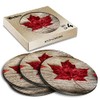 4 x Round Coasters - Canada Maple Leaf Travel Flag