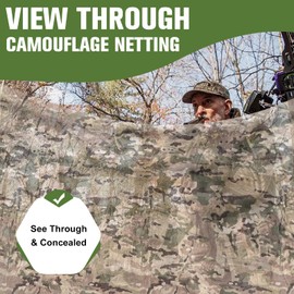 Camo Netting, Camouflage Netting, Quiet Mesh Sunshade, Fence Canopy Nets, See Through, Lightweight, Great for Concealment, Hunting, Shooting, Tree Stand, Car Cover, Photography, Decoration
