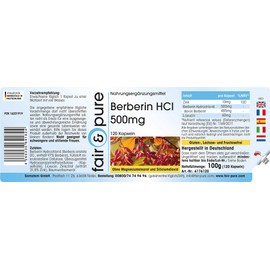 Fair & Pure® - Berberine - with Zinc - Berberine HCl - Vegan - 120 Capsules