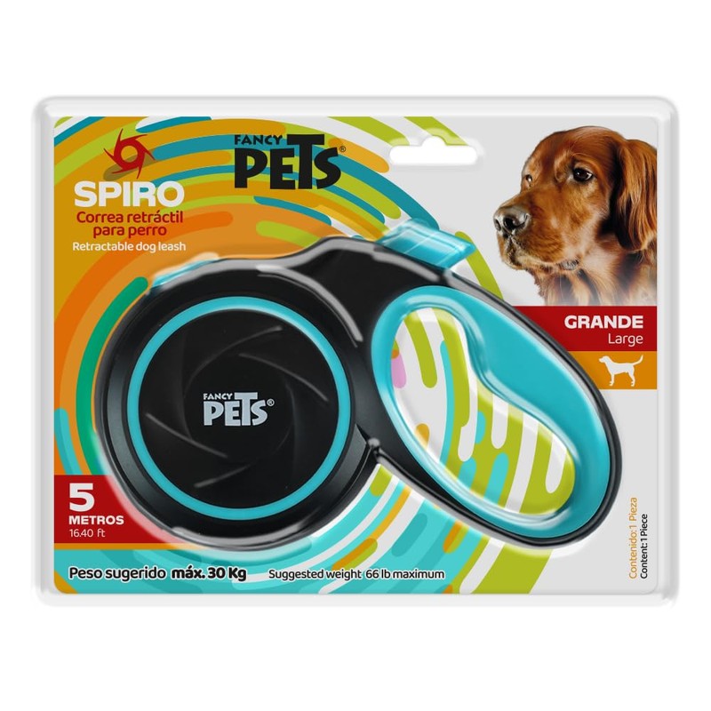 Fancy Pets Correa RETRACTIL Spiro GDE Negra