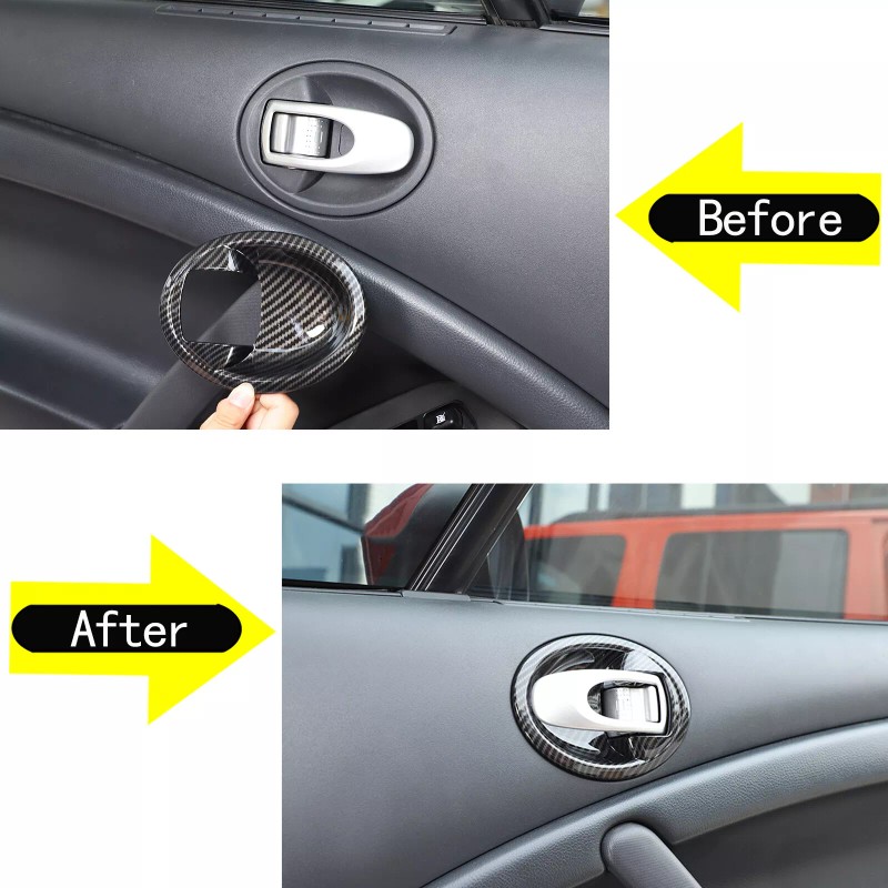 BEBECAR Carbon Fiber ABS Door Handle Bezel Trim COver Fits