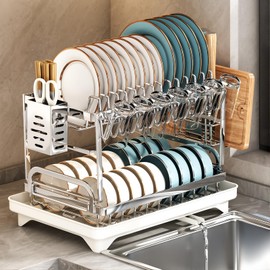 TarnorLer Kitchen Bowl and Dish Storage Rack Sink Bowl and Dish Knife Storage Rack Home countertop Multi Functional Drain Rack