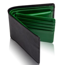 Men's Bi-fold Wallet, 2-fold, Genuine Leather, Large Capacity, Card, Bi-fold Wallet, 8, green