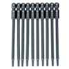 10Pcs 100mm Long T10 Torx Screwdriver Bits Set S2 Alloy Steel 1/4" Hex Shank Magnetic Security Star Head Screwdriver Bits (H6.3 * 100mm*T10)