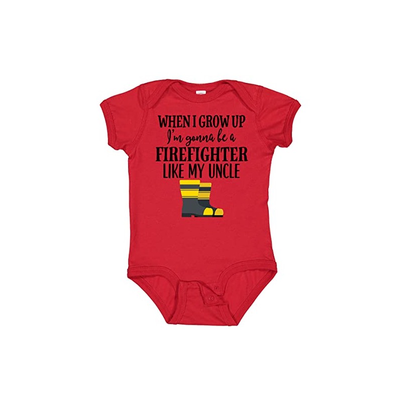 inktastic Future Firefighter Like My Uncle Baby Bodysuit Newborn Red