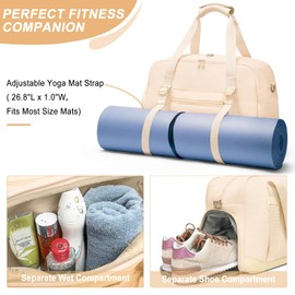 Sports Gym Bag for Women, Sport Duffle Bag with Toiletry Bag, Small Womens Gym Bags Workout Bag with Shoe Compartment & Wet Pocket