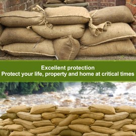 Agfabric Burlap Sand Bags with Tie Strings 10pack, 14" x 26" Burlap Sacks for Flooding and Erosion Control, Store Bags, Set of 10