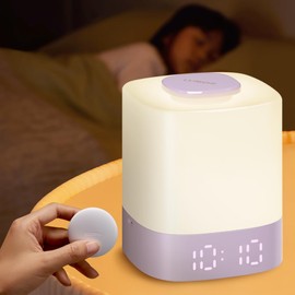 Lyridz Nursery Night Light for Kids, Portable Breastfeeding Night Lamp for Baby with Digital LED Clock, Remote Control, 4000mAh Rechargeable Battery, Dimmable, 3 Color Temperature