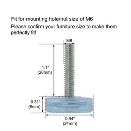uxcell M6 x 28 x 24mm Screw on Furniture Glide Leveling Feet Adjustable Leveler Pad for Chair Industrial Machine Desk Leg 8 Pack