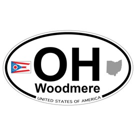 US Decal, Inc. Woodmere, Ohio Oval Sticker with State Flag